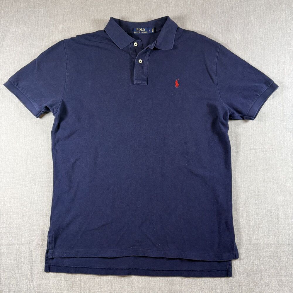 Polo Ralph Lauren Classic Fit Polo Shirt Mens L Navy Blue, Red Pony Preppy